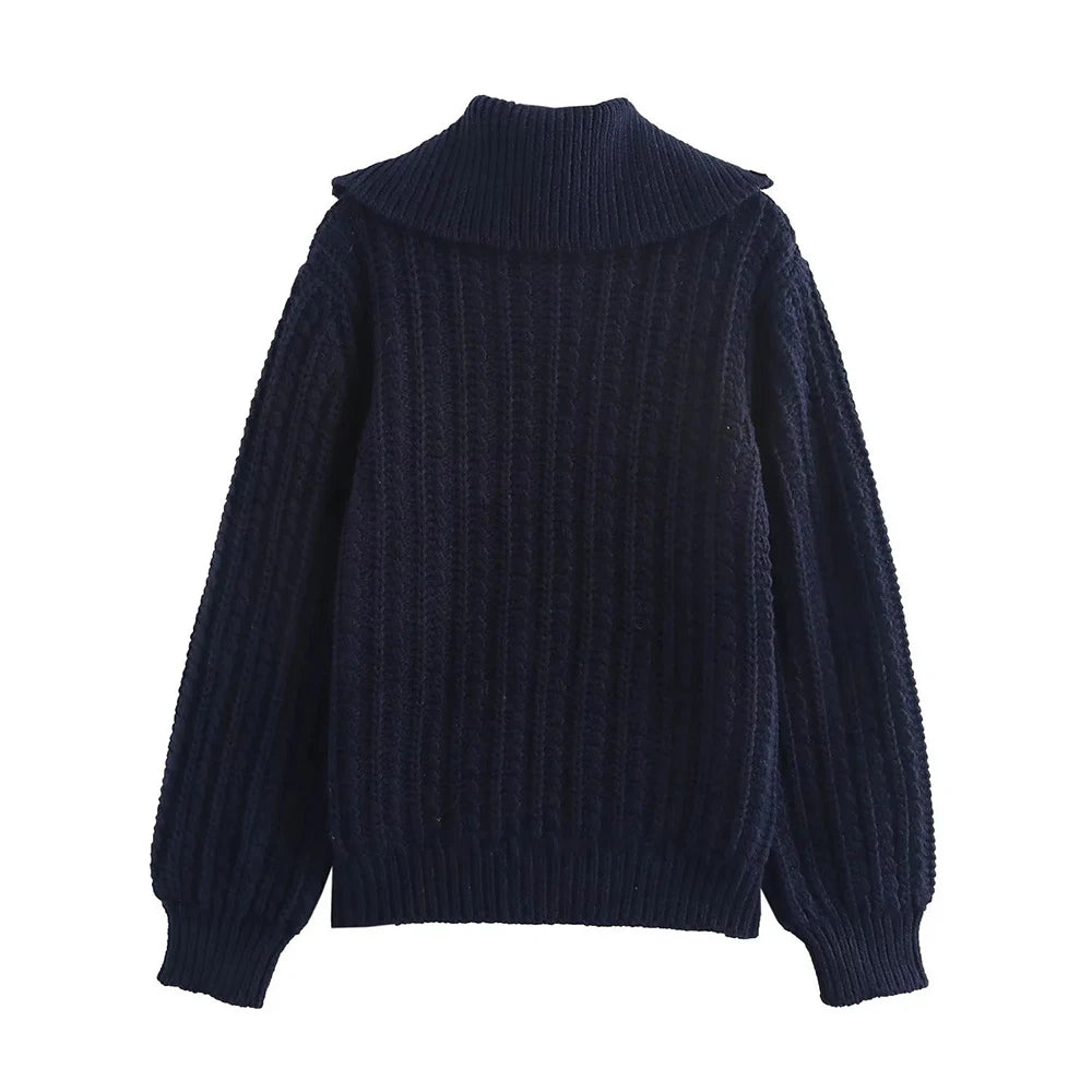 Sailor Zip-Up Knit Sweater