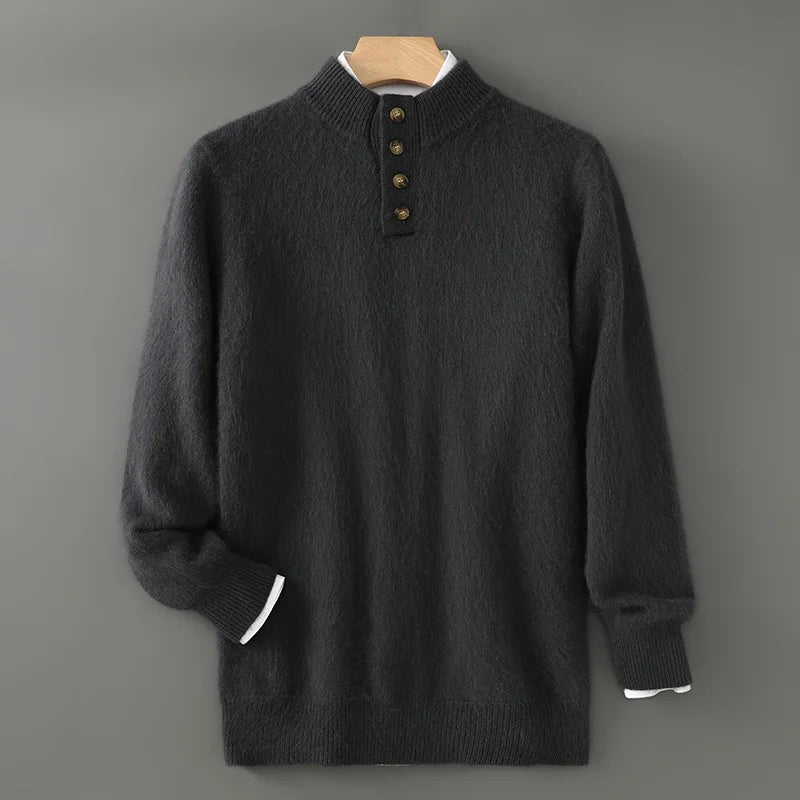 Classic Button-Front Knit Sweater